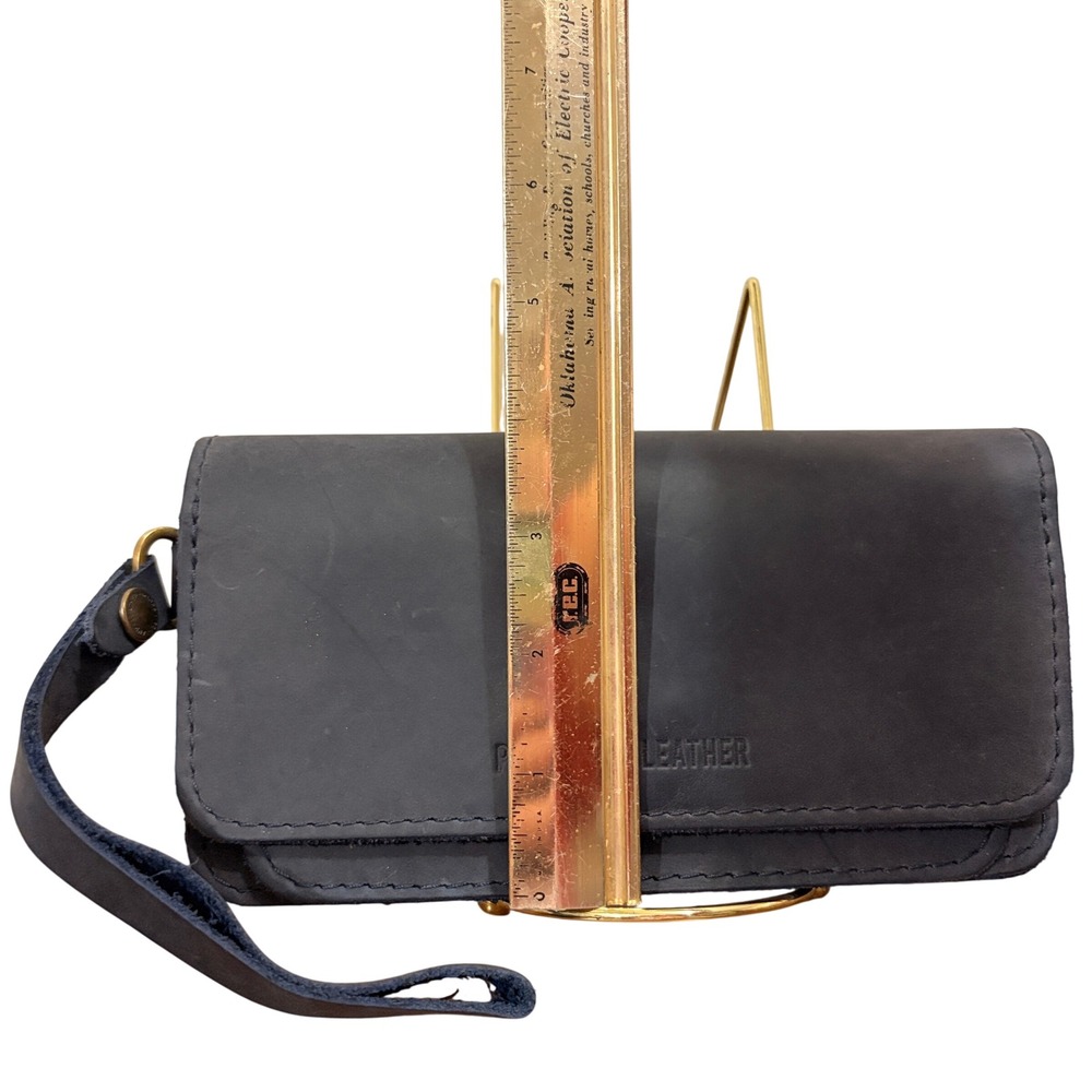 Portland Leather Goods Wallet Clutch Deep Water Blue Leather Accordion Wristlet - Picture 10 of 11